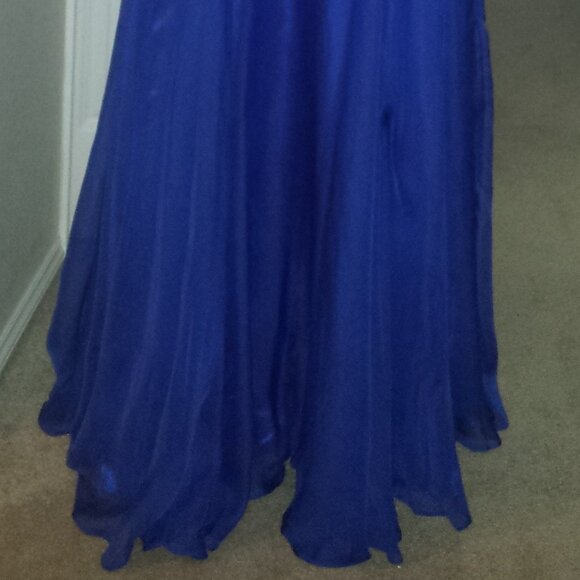 Blue Strapless long Sequin hand Beaded bodice Semila&Co dress Prom Formal Party - Picture 2 of 13